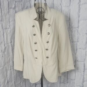 Roz & Ali‎ Women's Ivory Military-Style Jacket Blazer Size Large
